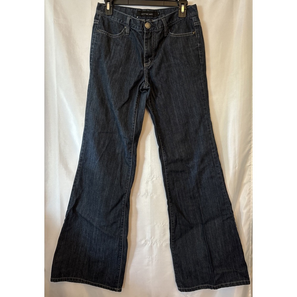 CALVIN KLEIN Jeans Women's Size 6 Mid Rise Flare Flap Pockets 30x32